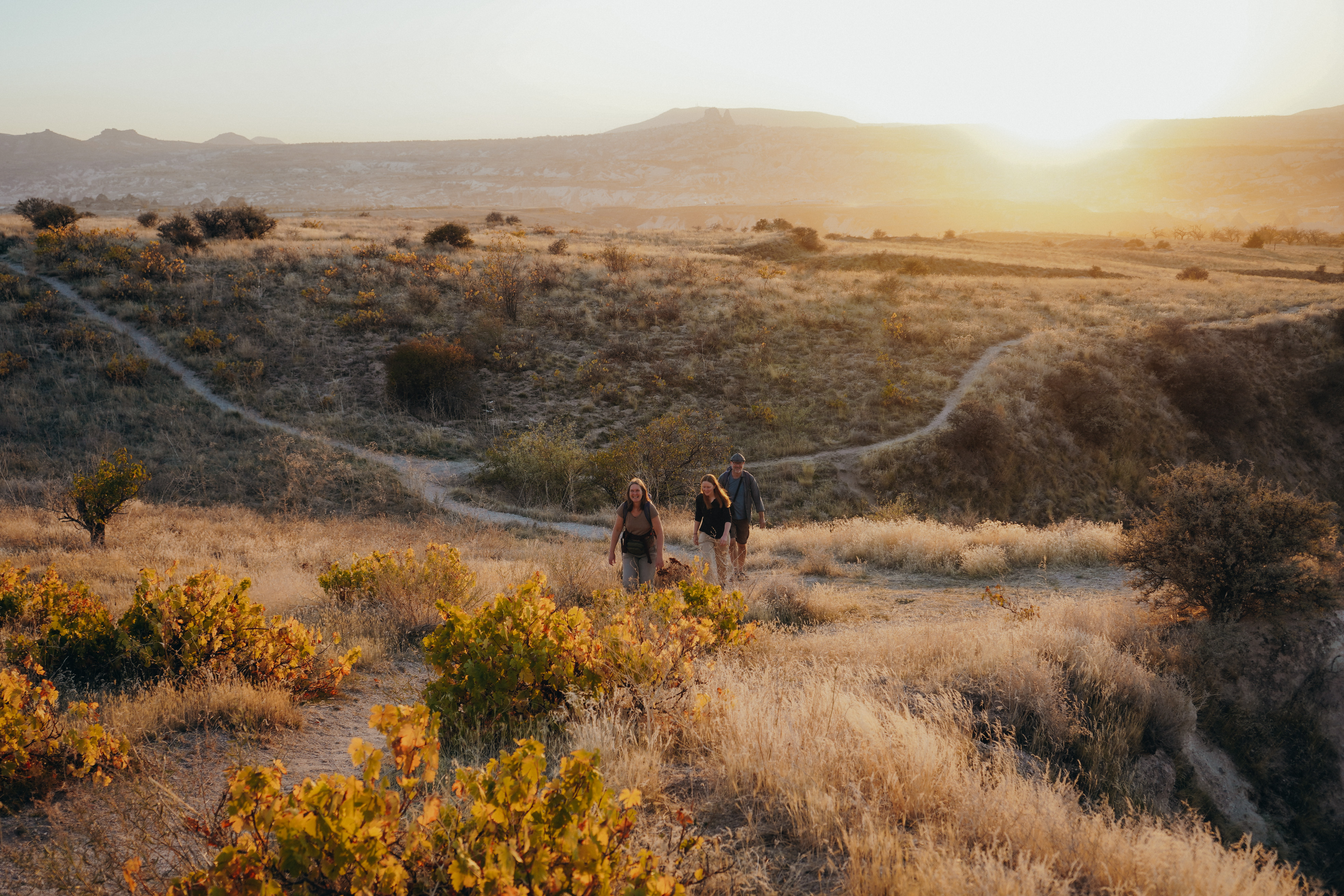 Family Hiking in Red and Rose Valley Cappadocia